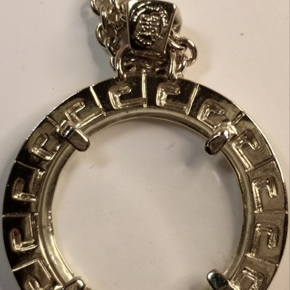 AUTHENTIC 90s GIVENCHY MONACLE GLASS SIGNED STAMPED PENDANT NECKLACE - Picture 11 of 12